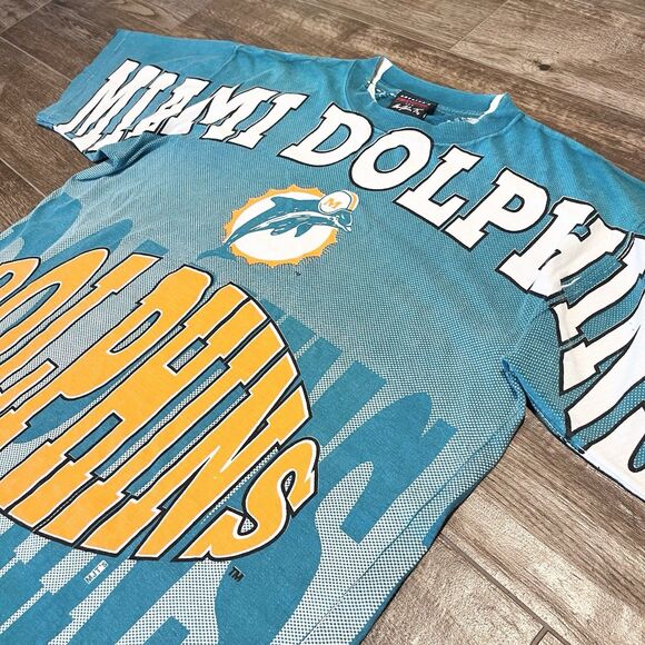 Vintage 90s 1994 Miami Dolphins AOP Banned Logo Large USA  Magic Johnson - Picture 1 of 16